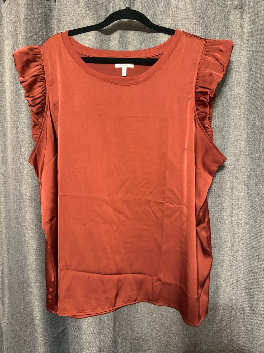 Maurices Rust Ruffle Sleeve Shell Top